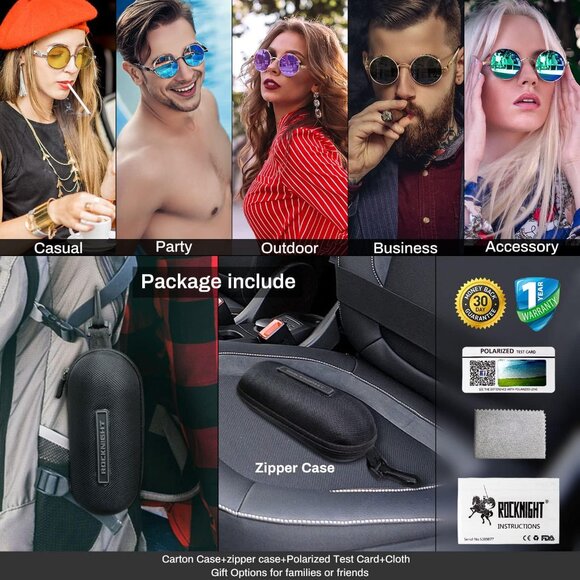 Women's Gothic Steampunk Round Polarized UV400 Protection Sunglasses Street 48mm - Picture 6 of 6